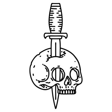 bir kafatası siyah çizgi biçiminde dövme