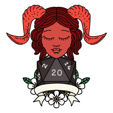 Retro Dövme Biçimi Doğal 20 ile tiefling mutlu