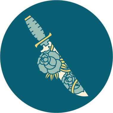 Hançer ve çiçeğin ikonik dövme görüntüsü