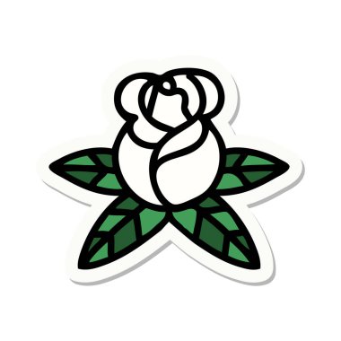 Tek bir gülün geleneksel stiliyle dövme çıkartması