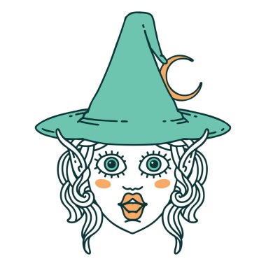 Retro Dövme Biçimli elf karakter yüzü