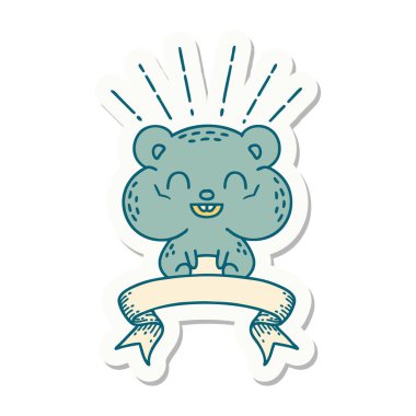 Dövme stili mutlu hamster çıkartması.