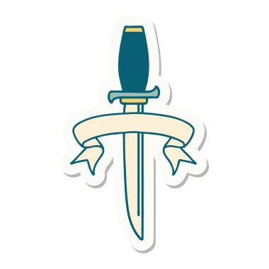 Hançer sancağıyla dövme stili çıkartması