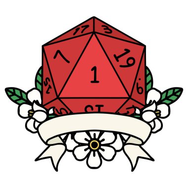 Retro Dövme Biçimi Doğal bir d20 zar atma