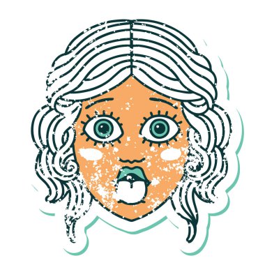 dilinden sarkan kadın yüzünün sembolik dövmeli görüntüsü