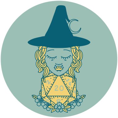 Retro Dövme Biçimi 20 zarlı yarı ork sihirbazı