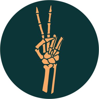 Bir iskeletin barış işareti veren ikonik dövme görüntüsü 