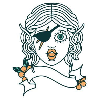 Retro Dövme Tarzı Elf düzenbaz karakter yüzü