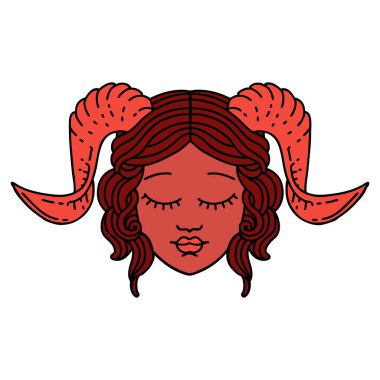 Retro Dövme Biçimi tiefling karakter yüzü