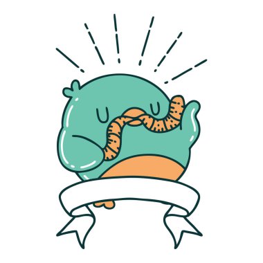 Dövmeli tomar pankartı, solucanlı Robin.