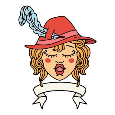 Retro Dövme Tarzı Sancaklı Ozan İnsan Şarkı Söyleyen Karakteri