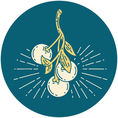 Ökseotu üzümü dövmesi ikonu.