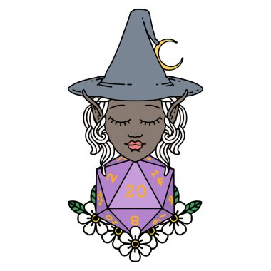 Retro Dövme Biçimli 20 zarlı elf büyüsü karakteri