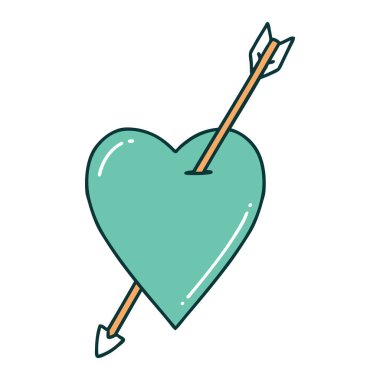 ok ve kalbin ikonik dövme görüntüsü