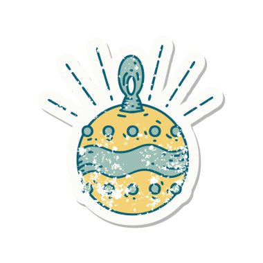 Dövme stili eski bir çıkartma. Noel süsü.