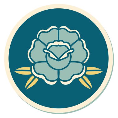 Geleneksel bir çiçek stiliyle dövme çıkartması