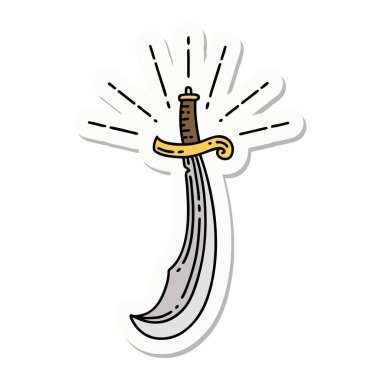 Dövme stili kılıç çıkartması.