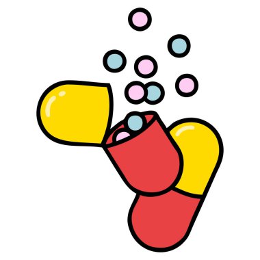 Retro Dövme Tarzı Açık Tıbbi Kapsül Hapı