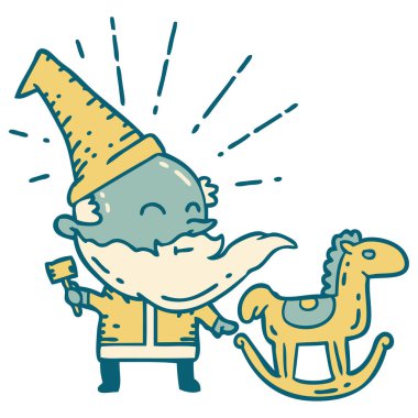 Geleneksel dövme stili Noel Baba Noel Baba karakteri oyuncağı.