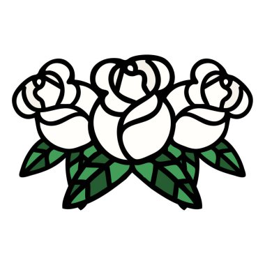 Geleneksel çiçek buketi şeklinde dövme.