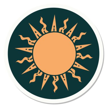 Dövme çıkartması geleneksel güneş stilinde.