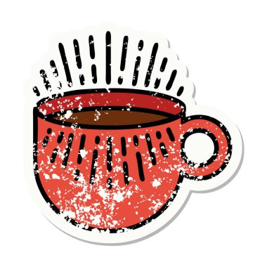 Geleneksel kahve tarzında depresif etiket dövmesi.