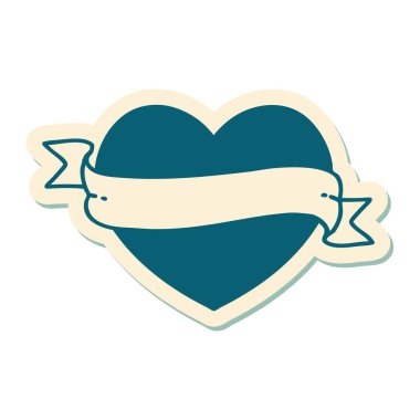 Geleneksel kalp ve bayrak stiliyle dövme çıkartması