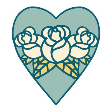 Bir kalp ve çiçeğin ikonik dövme görüntüsü