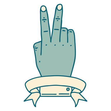 Retro Dövme Tarzı Zafer bayrak ile el hareketi