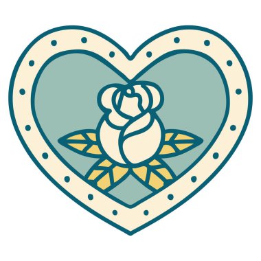 Bir kalp ve çiçeğin ikonik dövme görüntüsü