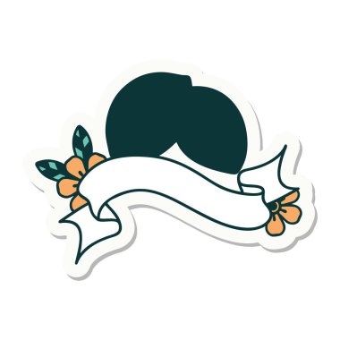 Kahve çekirdeği pankartıyla dövme stili çıkartması