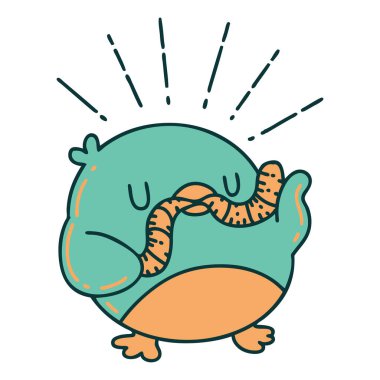 Solucanlı geleneksel dövme Robin 'in çizimi