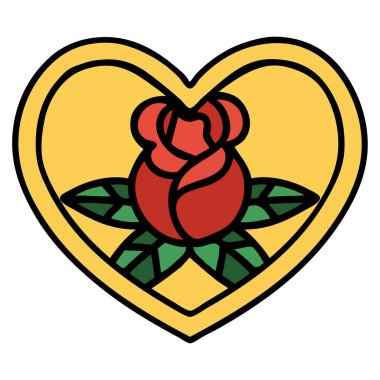 Geleneksel kalp ve çiçek şeklinde dövme.