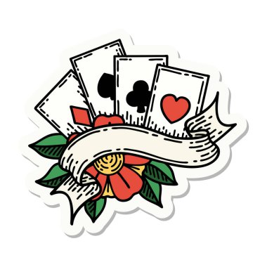 Geleneksel kart ve pankart stili dövme etiketi