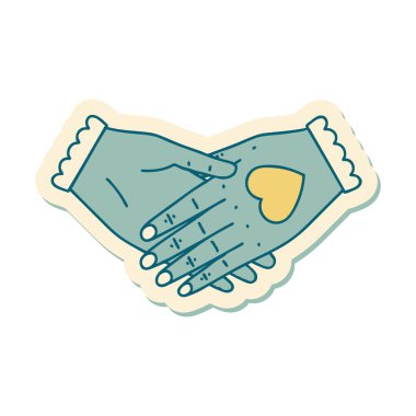 Dövme çıkartması. Geleneksel stil bir çift el.