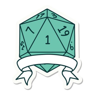 Doğal bir d20 zar çıkartması.