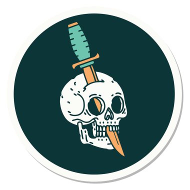 Geleneksel bir kafatası stili dövme çıkartması