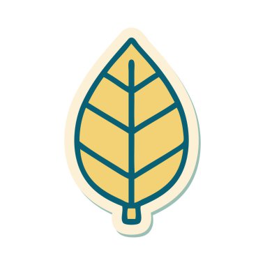 Yaprağın geleneksel stiliyle dövme çıkartması