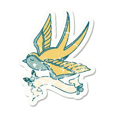 Kırlangıç sancağıyla giyilmiş eski bir etiket