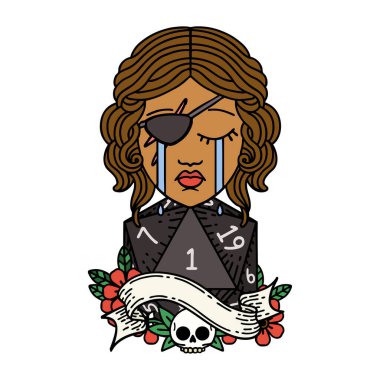 Retro Dövme Tarzı Ağlayan İnsan D20 ruloyla