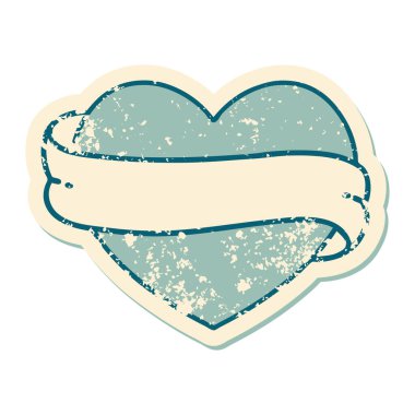 ikonik sıkıntılı çıkartma dövme stili bir kalp ve bayrak