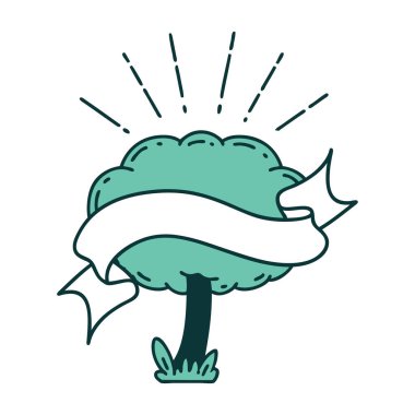 Dövme stili ağaçlı kaydırma pankartı