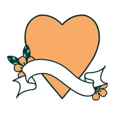 Geleneksel dövmeli bir kalp sancağıyla