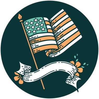 Amerikan bayrağının bayrağıyla dövme tarzı simgesi