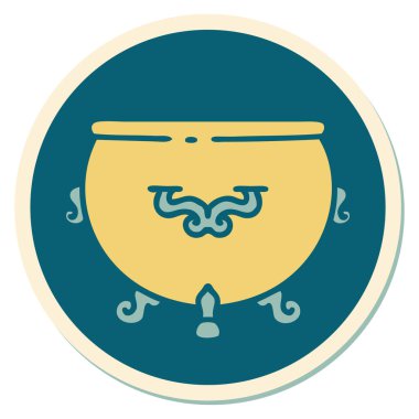 Dövme çıkartması geleneksel stil bir kazan.