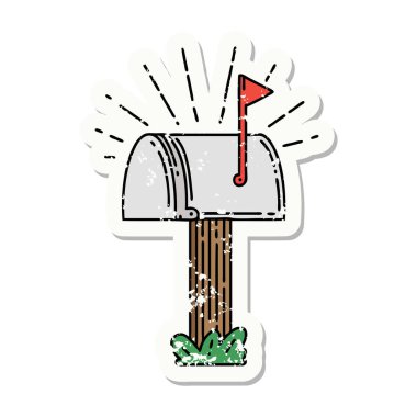 Dövme stili eski bir etiket kapalı posta kutusu