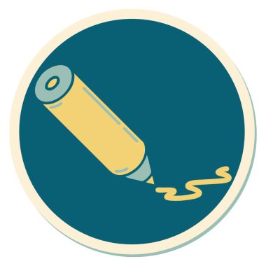 Geleneksel renkli kalem stili dövme etiketi