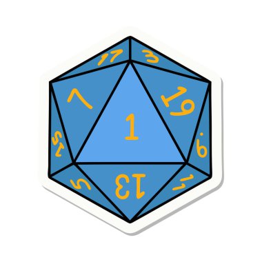 Doğal 1 D20 zar atma etiketi