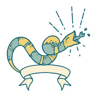 Dövme stili tıslayan yılan dövmeli parşömen.