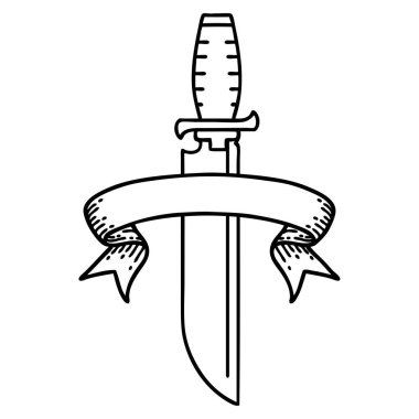 Geleneksel siyah çizgili dövme Bıçak pankartıyla